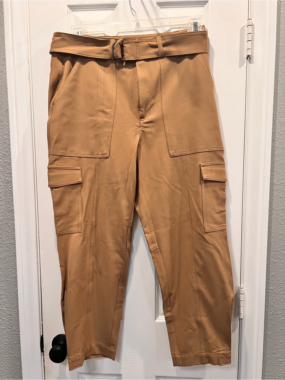 Banana Republic Women Size 12 Belted Cargo Pants Brown High Rise Utility